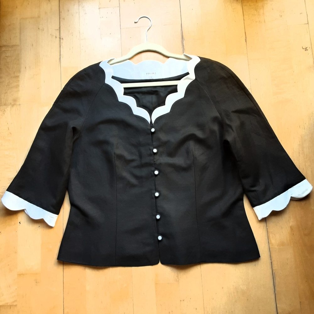 BIGIO COLLECTION TOP, BLACK/WHITE, SIZE L